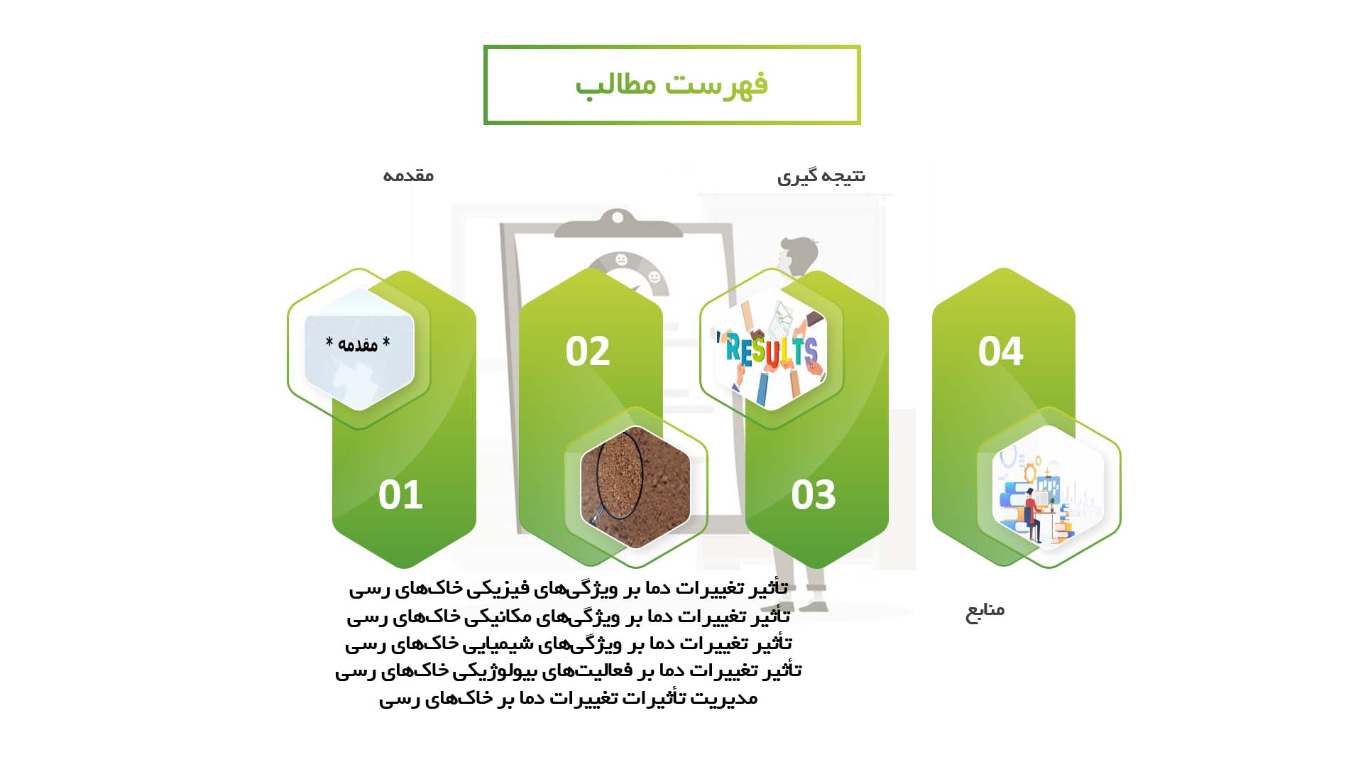 پاورپوینت در مورد تاثیر تغییرات دما بر خاک‌های رسی